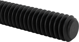 Image of Product. Front orientation. Medium-Strength Threaded Rod, Black-Oxide Grade B7 Steel, 1/4"-20 Thread Size, 2 Feet Long.
