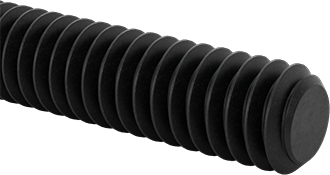 Image of Product. Front orientation. Medium-Strength Threaded Rod, Black-Oxide Grade B7 Steel, 1/4"-20 Thread Size, 4 Feet Long.