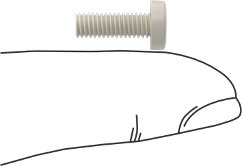 Image of Product. Side1 orientation. Contains SizingReference. Nylon Pan Head Slotted Screws, M4 x 0.70 mm Thread, 12mm Long.