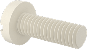 Image of Product. Back orientation. Nylon Pan Head Slotted Screws, M4 x 0.70 mm Thread, 12mm Long.