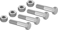 Image of Product. Front orientation. Hex Head Screws. Stainless Steel Hex Head Screw Kits for Metal Pipe Flanges.