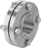 Image of ProductInUse. Shown Installed. Front orientation. Hex Head Screws. Stainless Steel Hex Head Screw Kits for Metal Pipe Flanges.