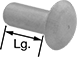 Image of Product. Front orientation. Contains Annotated. Mil. Spec. Aluminum Low-Profile Domed Head Solid Rivets.