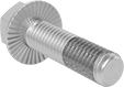 Image of Product. Back orientation. Hex Head Screws. Steel Serrated-Flange Thread-Locking Hex Head Screws.