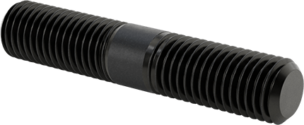 Image of Product. Front orientation. Left-Hand to Right-Hand Male Thread Adapter, Black-Oxide Steel, 3/4"-10 Thread, 4" Long.