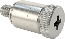 Image of Product. Front orientation. Captive Panel Screw, Press-Fit, 18-8 Stainless Steel Body, 4-40 Thread Size,.197" Long.