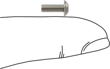 Image of Product. Side1 orientation. Contains SizingReference. 316 Stainless Steel Button Head Hex-Drive Screws, M3 x 0.5 mm Thread Size, 8 mm Long.