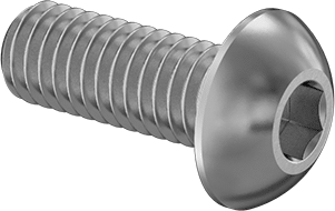 Image of Product. Front orientation. 316 Stainless Steel Button Head Hex Drive Screws, M3 x 0.5mm Thread, 8mm Long.
