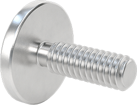 Image of Product. Back orientation. Aluminum Ultra-Wide Flanged Button Head Screws, 1/4"-20 Thread Size, 3/4" Long.