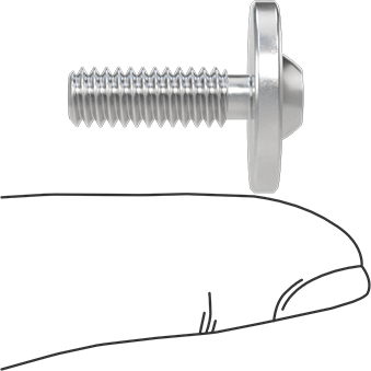 Image of Product. Side1 orientation. Contains SizingReference. Aluminum Ultra-Wide Flanged Button Head Screws, 1/4"-20 Thread Size, 3/4" Long.