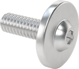 Image of Product. Front orientation. Aluminum Ultra-Wide Flanged Button Head Screws, 1/4"-20 Thread Size, 3/4" Long.