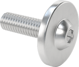 Image of Product. Front orientation. Aluminum Ultra-Wide Flanged Button Head Screws, M6 x 1 mm Thread Size, 20 mm Long.