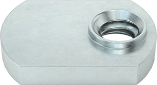 Image of Product. Bottom orientation. Steel Offset-Barrel Narrow-Base Weld Nuts, Zinc-Plated, 10-24 Thread Size.