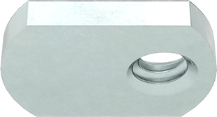 Image of Product. Bottom orientation. Steel Offset-Barrel Narrow-Base Weld Nuts, Zinc-Plated, 10-24 Thread Size.