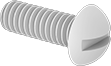 Image of Product. Front orientation. Rounded Head Screws. Plastic Round Head Slotted Screws.