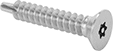 Image of Product. Front orientation. Tapping Screws. Tamper-Resistant Torx Steel Flat Head Drilling Screws.