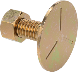 Image of Product. Back orientation. SAE Grade 5 Steel Square-Neck Elevator Bolt, Medium-Strength, 3/8"-16 Thread Size, 1-1/4" Long.