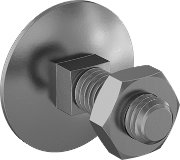 Image of Product. Front orientation. SAE Grade 5 Steel Square-Neck Elevator Bolt, Medium-Strength, 3/8"-16 Thread Size, 1-1/4" Long.