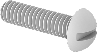 Image of Product. Front orientation. PTFE Decorative Round Head Slotted Screws, Extreme-Temperature, Chemical-Resistant, 1/4"-20 Thread, 1" Long.