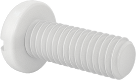 Image of Product. Back orientation. Chemical-Resistant High-Temperature PTFE Plastic Screw, Pan Head Slotted, M3 x 0.5 mm Thread Size, 8 mm Long.