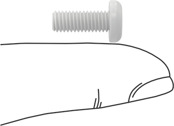 Image of Product. Side1 orientation. Contains SizingReference. Chemical-Resistant High-Temperature PTFE Plastic Screw, Pan Head Slotted, 10-32 Thread Size, 1/2" Long.