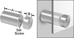 Image of Product. Front orientation. Contains Annotated, Inset. Panel Hanging Brackets. Two-Piece Standoff Panel Hanging Brackets, Round.