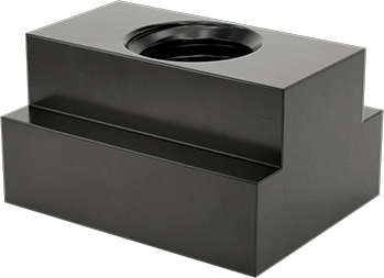 Image of Product. Bottom orientation. Fully Threaded Black-Oxide Steel T-Slot Nut, for 9/16" Slot Width, 1/2"-13 Thread Size, 1-1/8" Base Length .
