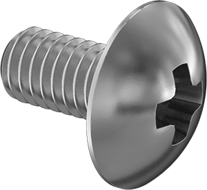 Image of Product. Front orientation. 316 Stainless Steel Extra-Wide Truss Head Phillips Screws, M4 x 0.7mm Thread, 8mm Long.