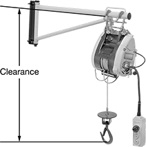 Image of ProductInUse. Shown with Mounting Bracket. Front orientation. Contains Annotated. Hoists. Electric Wire Rope Hoists .