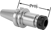 Image of Product. Front orientation. Contains Annotated. Milling Machine Collet Chucks. BT Taper Collet Chucks.