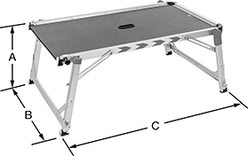 Image of Product. Front orientation. Contains Annotated. Work Platforms. Uneven Surface Folding Work Platforms.