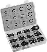 Image of Product. Front orientation. 12 Number of Sizes Included. Oil-Resistant Buna-N O-Ring Assortments, 200 Pieces.