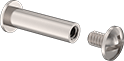Image of Product. Stainless Steel with Slotted/Phillips Screw. Front orientation. Binding Barrels. Stainless Steel Low-Profile Binding Barrels and Screws, 18-8 Stainless Steel, Phillips, Slotted.