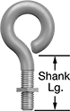 Image of Product. Front orientation. Contains Annotated. Eyebolts. Routing Eyebolts with Nuts—Not for Lifting, Bent-Closed Eye.