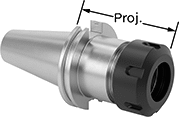 Image of Product. Front orientation. Contains Annotated. Milling Machine Collet Chucks. CAT Taper Collet Chucks.