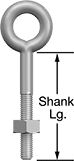 Image of Product. Front orientation. Contains Annotated. Eyebolts. Routing Eyebolts with Nuts—Not for Lifting, Closed Eye.