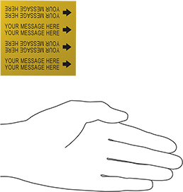 Image of Product. Side1 orientation. Contains SizingReference. Adhesive-Back Pipe Marker, Yellow with Black Message, for 1/4" to 3/4" Pipe OD.
