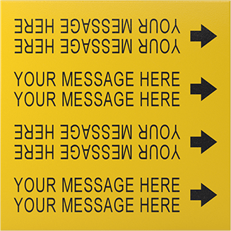 Image of Product. Front orientation. Adhesive-Back Pipe Marker, Yellow with Black Message, for 1/4" to 3/4" Pipe OD.