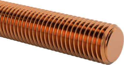 Image of Product. Front orientation. Bronze Threaded Rod, 1"-8 Thread Size, 3 Feet Long.