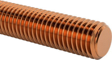 Image of Product. Front orientation. Bronze Threaded Rod, 5/8"-11 Thread Size, 1 Foot Long.