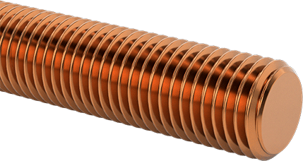 Image of Product. Front orientation. Bronze Threaded Rod, 1"-8 Thread Size, 1 Foot Long.