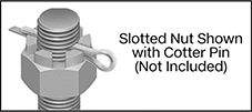 Image of ProductInUse. Front orientation. Contains Annotated, Border. Hex Head Screws. Steel Cotter-Pin-Locking Hex Head Screws.