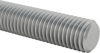 Image of Product. Front orientation. 18-8 Stainless Steel Left-Hand Threaded Rod, 1/4"-28 Thread Size, 3 Feet Long.