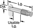 Image of Product. Front orientation. Contains Annotated. Clevis Pins. Strong-Hold Clevis Pins with Toggle.