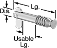 Image of Product. Front orientation. Contains Annotated. Clevis Pins. Secure-Hold Clevis Pins with Toggle.