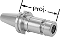 Image of Product. Front orientation. Contains Annotated. Milling Machine Collet Chucks. Dual-Contact CAT Taper Collet Chucks.