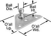 Image of Attribute. Front orientation. Contains Annotated. Gas Spring Mounts. Corrosion-Resistant Ball Stud Mounting Brackets for Gas Springs, Style 1.