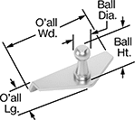 Image of Product. Front orientation. Contains Annotated. Gas Spring Mounts. 30° Angle Ball Stud Mounting Brackets for Gas Springs, Style 2.