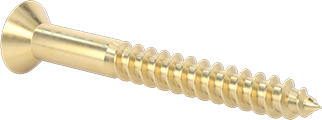 Image of Product. Back orientation. Brass Square-Drive Flat-Head Screws for Wood, Number 6 Size, 1-1/4" Long.
