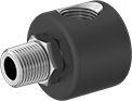 Image of Product. Male × Female. Front orientation. Pipe and Fittings. Low-Pressure Iron and Steel Threaded Pipe Fittings, Intermittent-Swivel 90° Elbow Adapters, Male, Threaded Fitting Connection, Female.